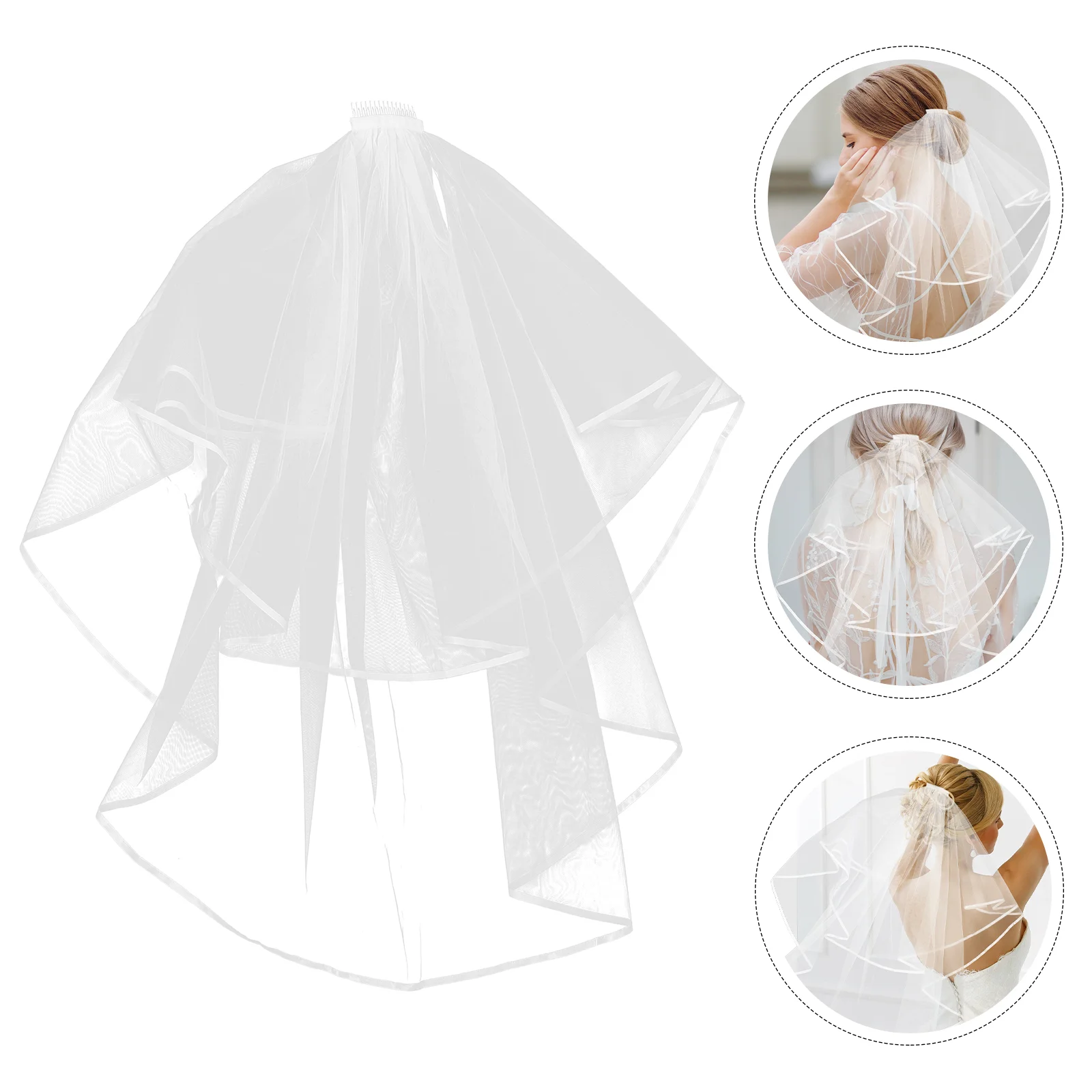 Bridal Veil Wedding Short Tulle Bride Veil Romantic Wedding Veil with Comb Bridal Accessory smile