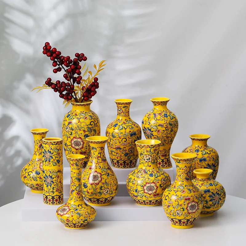 Blue and White Porcelain Art Chinese Style Enamel Colored Ceramic Vases Office Crafts Creative and Minimalist Home Decorations