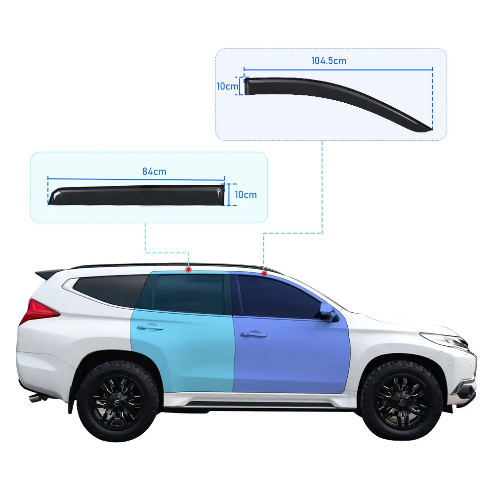 Visor Weathershields Windows Window Deflectors For ddmysmile Mitsubishi Pero Sport 2015 -2023 4X4 Car Accessories Sun Rain Guard Smile -2023