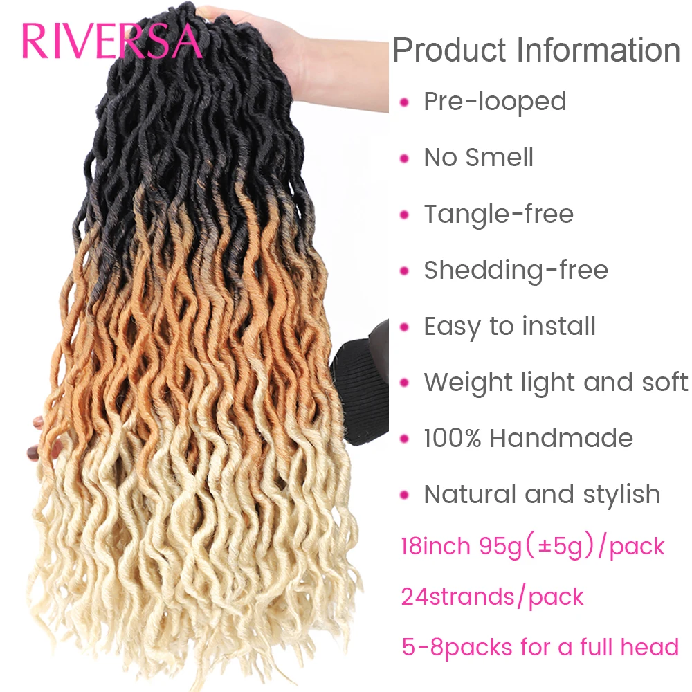 18 inch Faux Locs Crochet Hair Ombre Blonde Gypsy Locs Soft Crochet Dreadlocks Extensions Synthetic Braiding Hair Cheveux Braids