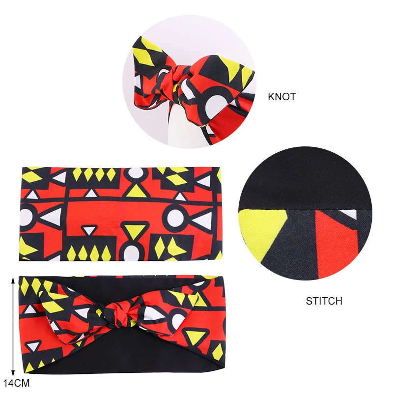 new Women Elastic Hair 2025 Band Satin Lined Bows Turban Headwrap Knotted Style Hairbands African Pattern Print Headband Hair Accessories