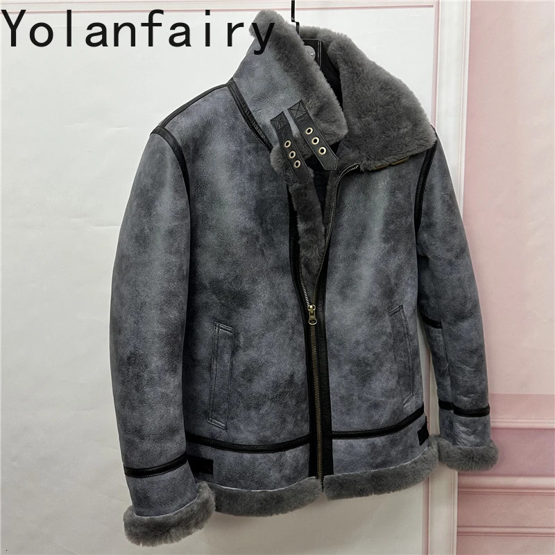 Sheepskin coat mens winter jacket Sheepskin coat mens B3 flight suit motorcycle jacket Casacas Para Hombre Inviernno F 241108