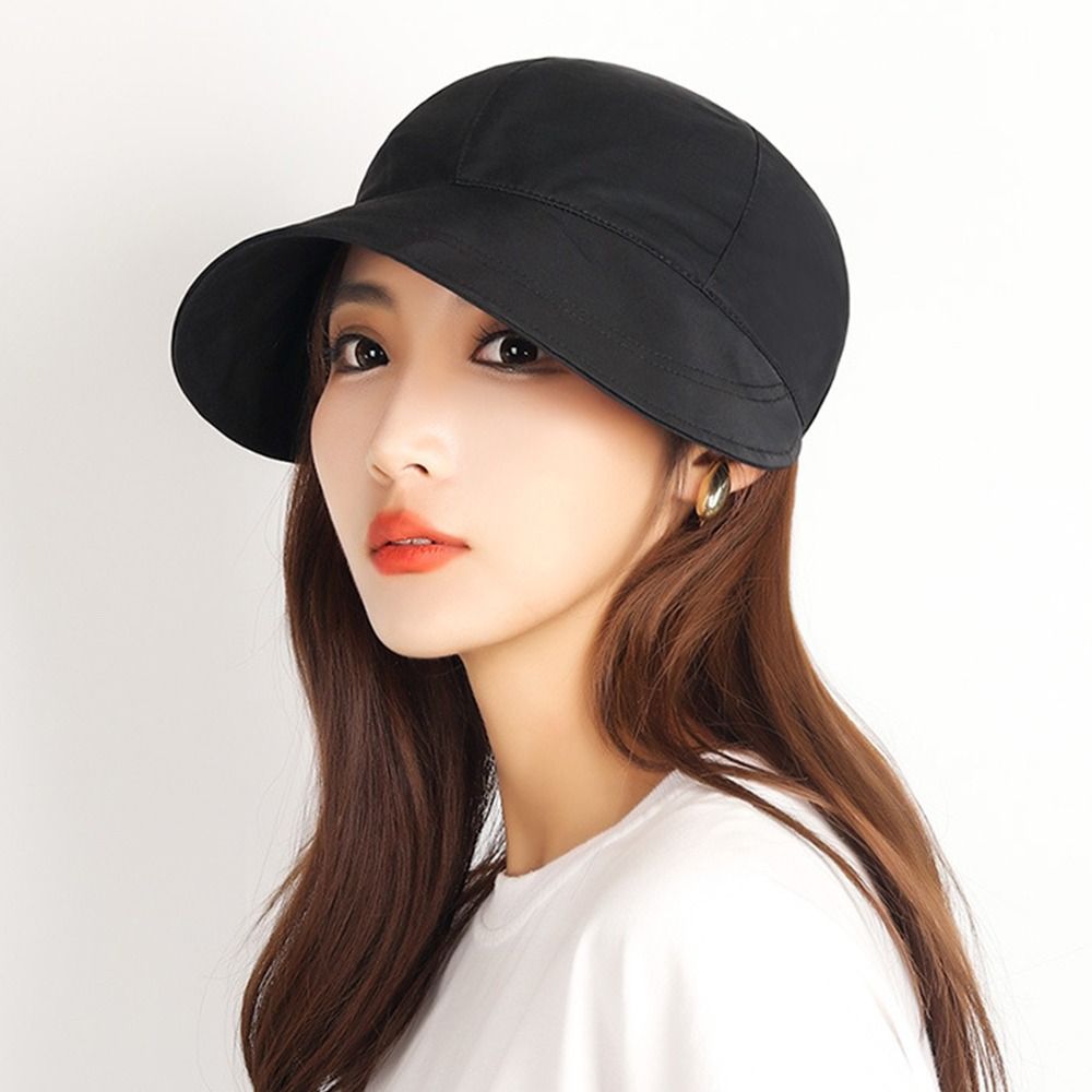 Hat Foldable Sun Summer Wide Brim Ponytail Beach Caps Drawstring Adjustable Quick-drying Visors Men Women smile