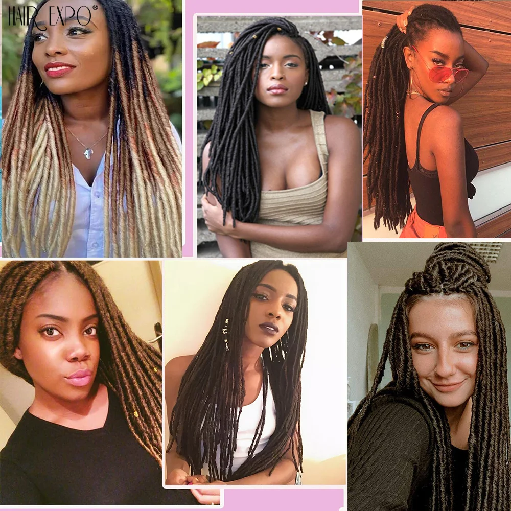 18Inch Synthetic Faux Locs Crochet Braids Hair Nature Soft Dreadlocks Hair Extensions Ombre Straight Gypsy Locs Braiding Hair