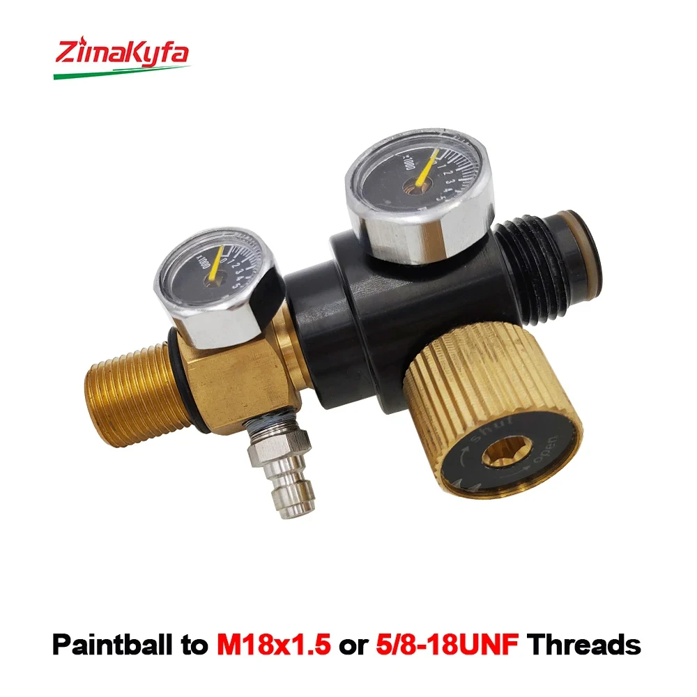 Air Tank Bottle HPA Regulator Valve for Air soft,M18x1.5,5/8-18UNF,G1/2-14 Output HP 200bar 3000Psi,Pressure Gauge,Refill Nipple