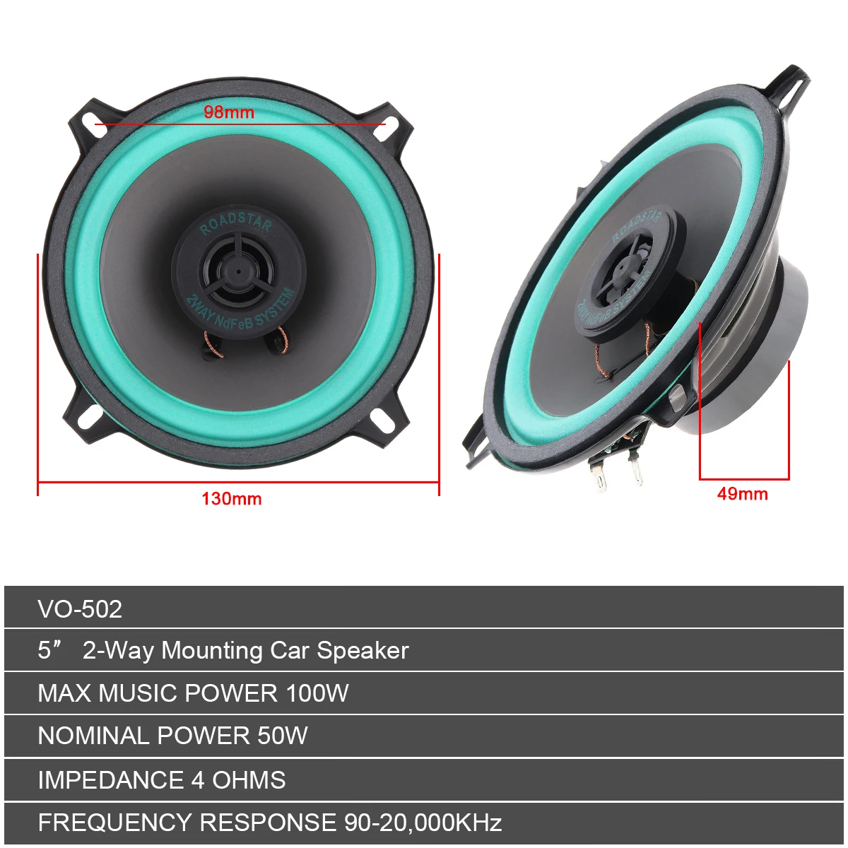 4 / 5 Inch 100W Universal Car HiFi Coaxial Speaker Vehicle Door Auto Audio Music Stereo Full Range Frequency Speakers