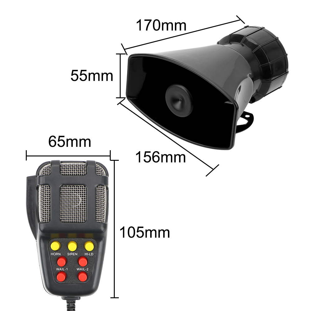 Mic PA System Emergency Amplifier Hooter 12V 100W Police Siren Air Horn Megaphone Tone Car Horn Car Warning Alarm Speakers Loud