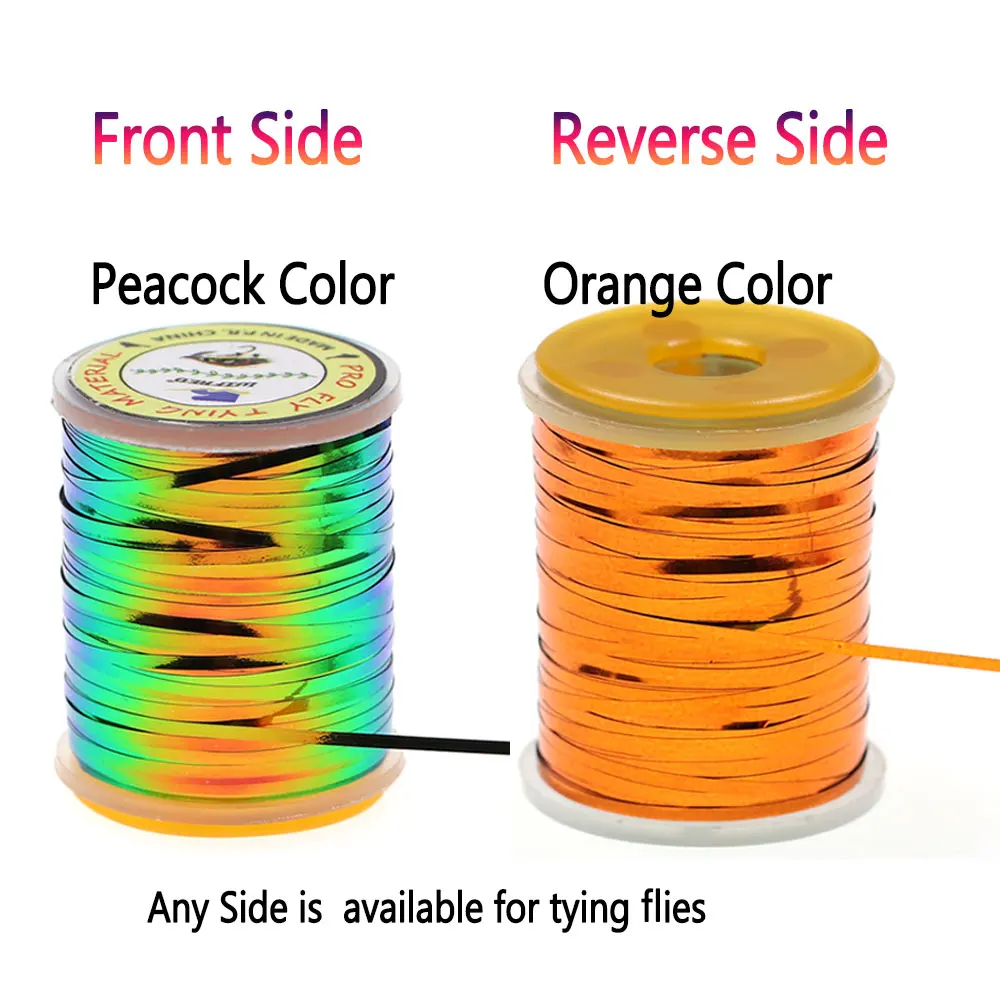 Flat Wide Bimoo 0.5mm~2mm 2 Tones Pea Mylar Tinsel Metalic Durable Body Fly Tying Material For Nymphs Midges Saltwater Fly smile
