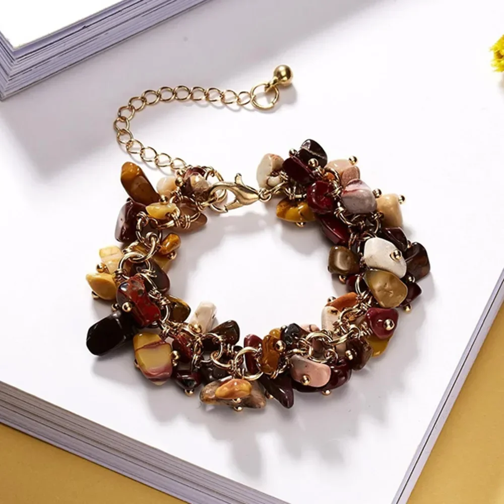 Bracelet Women Charm For Gift Natural Irregular Amethyst ddmysmile Tiger Eye Red Coral Bohemia Bracelets Jewelry Leisure Free Shipping Smile