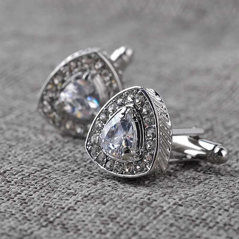 1-6 high-quality luxury diamond triangle mens cufflinks crystal fashion brand cufflink shirts W241109
