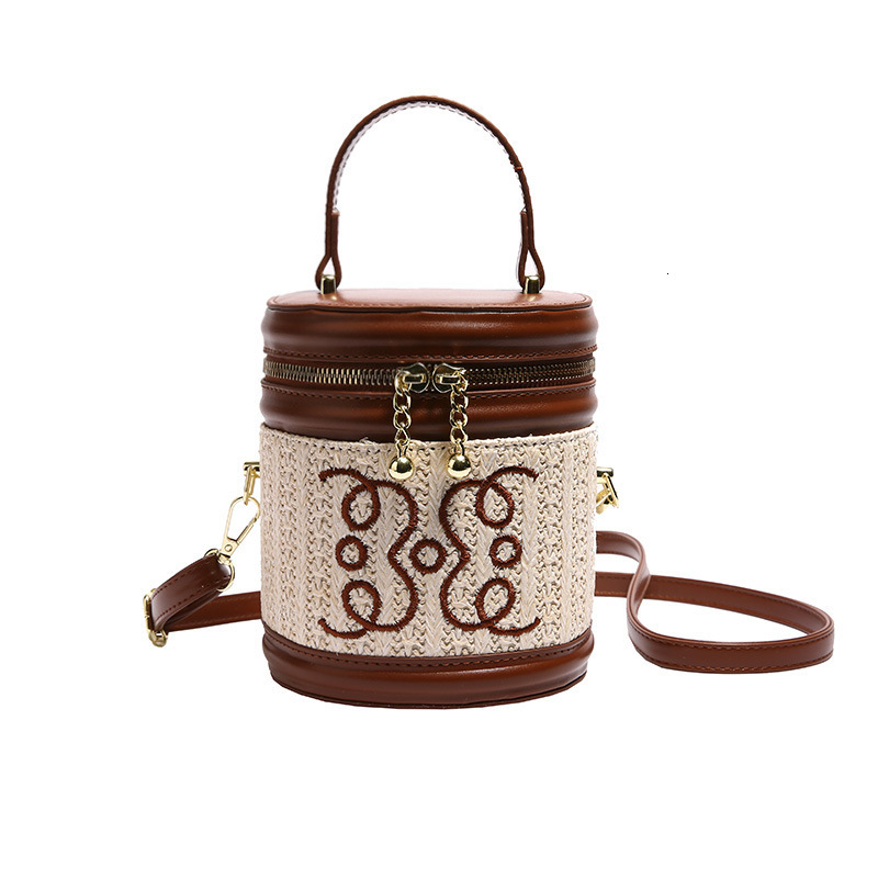 This years bag 2024 fashion embroidery thread letter texture ins internet celebrity handbag crossbody cylindrical bag for women 220315