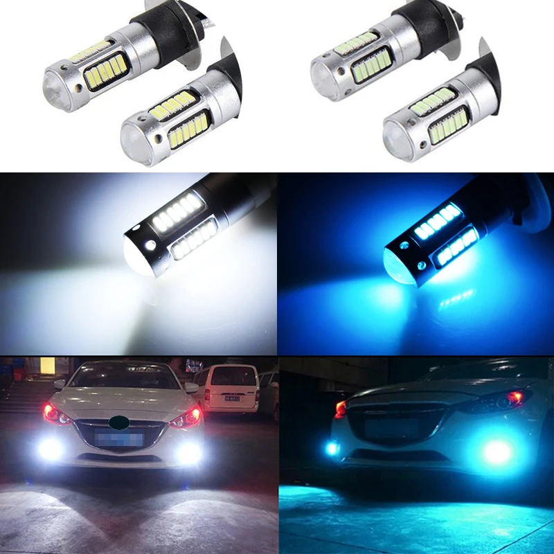 Bulb 2Pcs ddmysmile H1 LED 30 4014Smd Car Fog Lights Driving Daytime Running Lamp DRL Automobiles Bulbs White Ice Blue 12V Smile