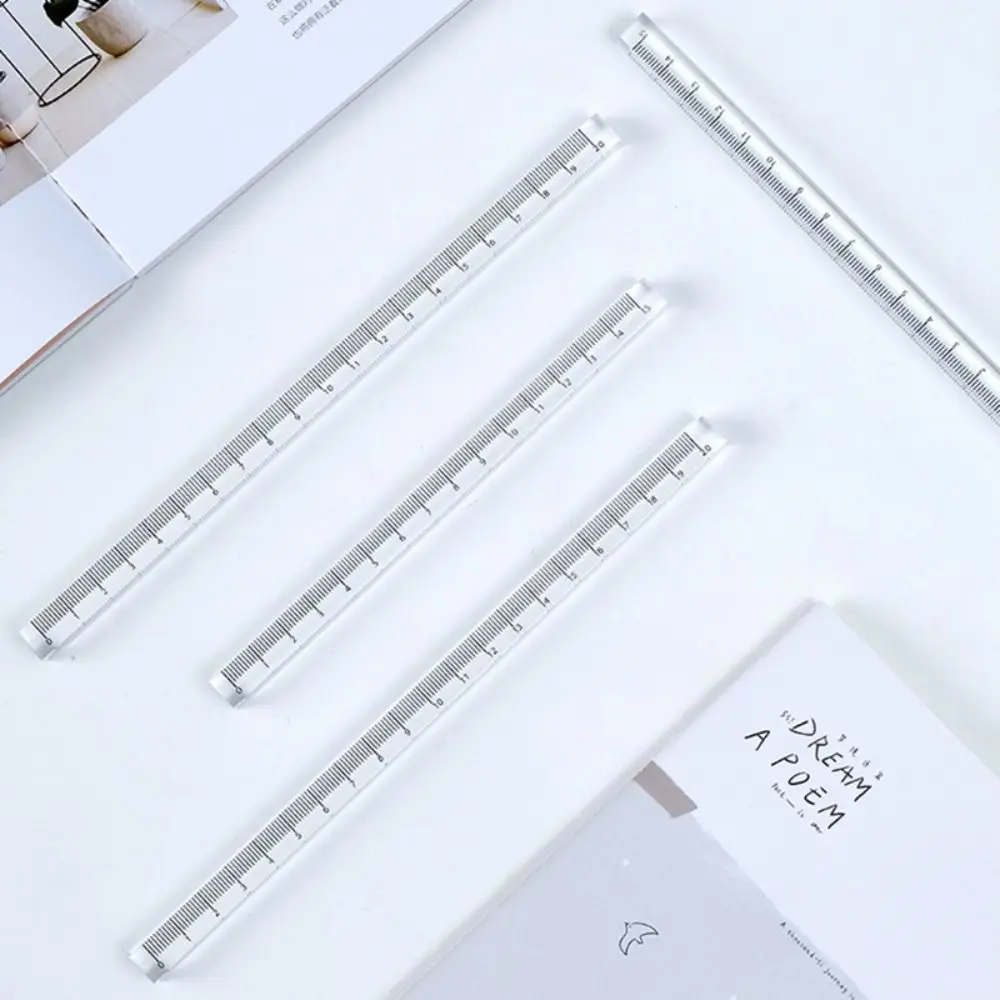 Transparent Straight new Ruler Creative 15/20/30CM 2025 Acrylic Quadrangular Ruler Cube Ruler Creative Stationery