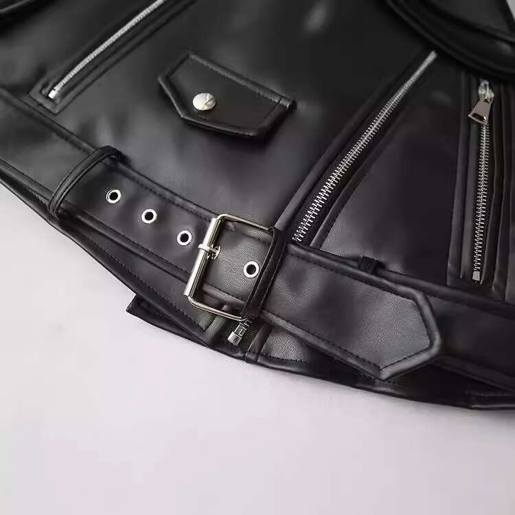 shanshi leather jacket women autumn new women's clothing faux motorcycle style zipper leather jacket for women