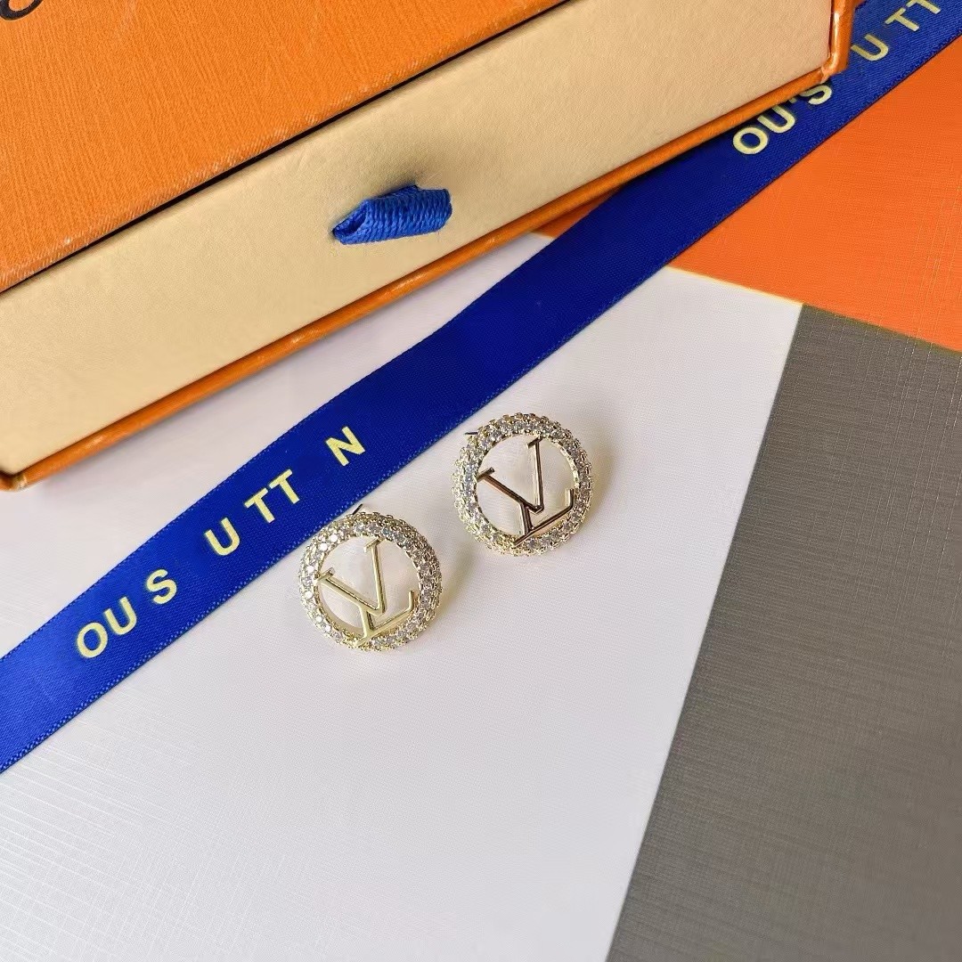 With BOX 18K Gold Diamond designer earrings Big Hoop Earrings Designer Stainless Steel Crystal Women Stud Earring Wedding Party Best Jewelry