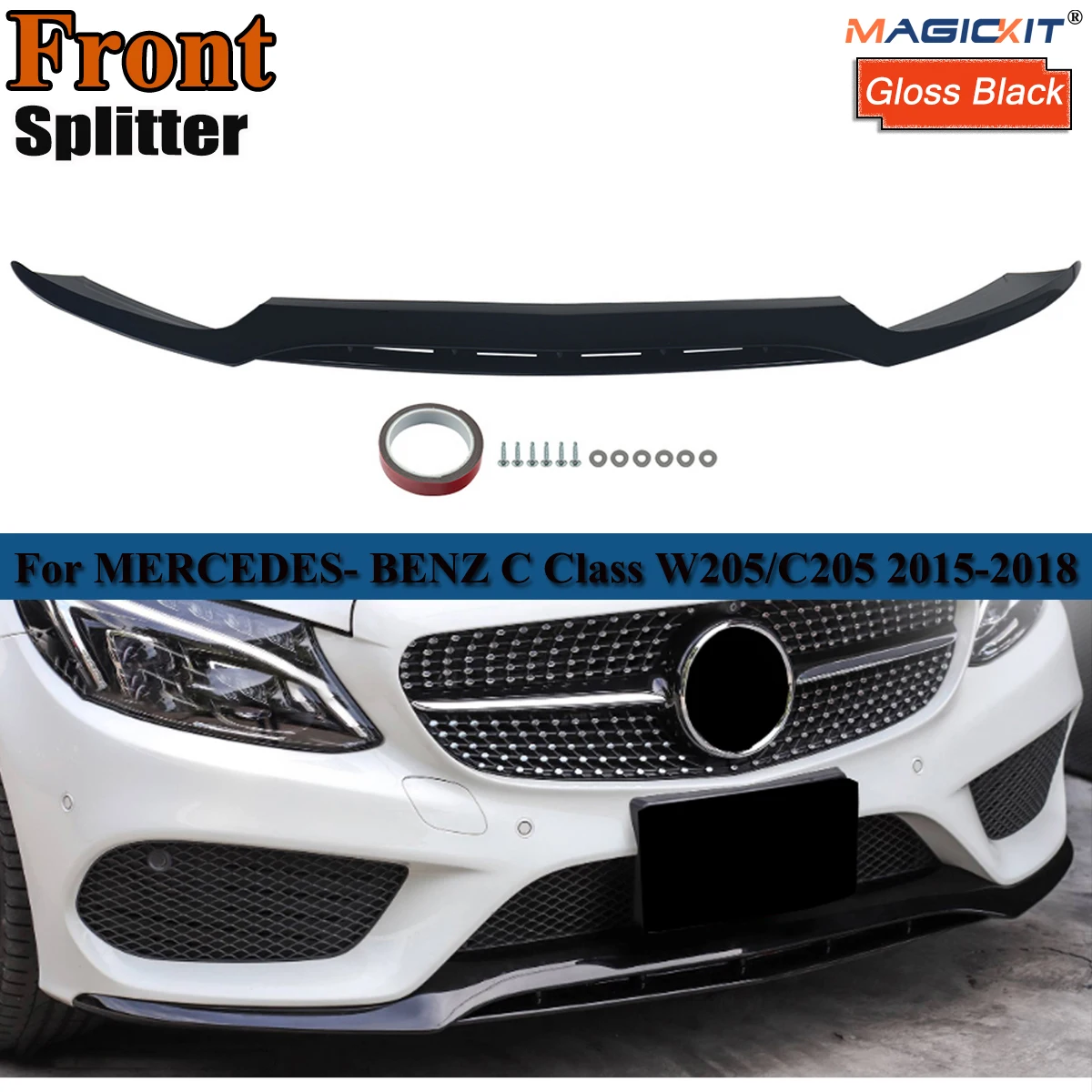 Bumper Diffuser For Mercedes W205 Front Lip Splitters For C Class Sport C43 AMG 2015 - 2018 Body Kit
