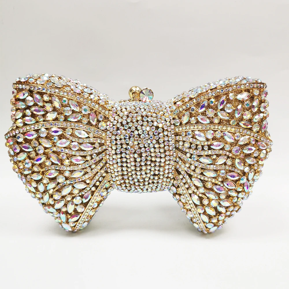 Clutches Green Rhinestone Bow Purple Dia Wedding Purse Newest Crystal Dinner Handbags Designer Party Minaudere Bags smile