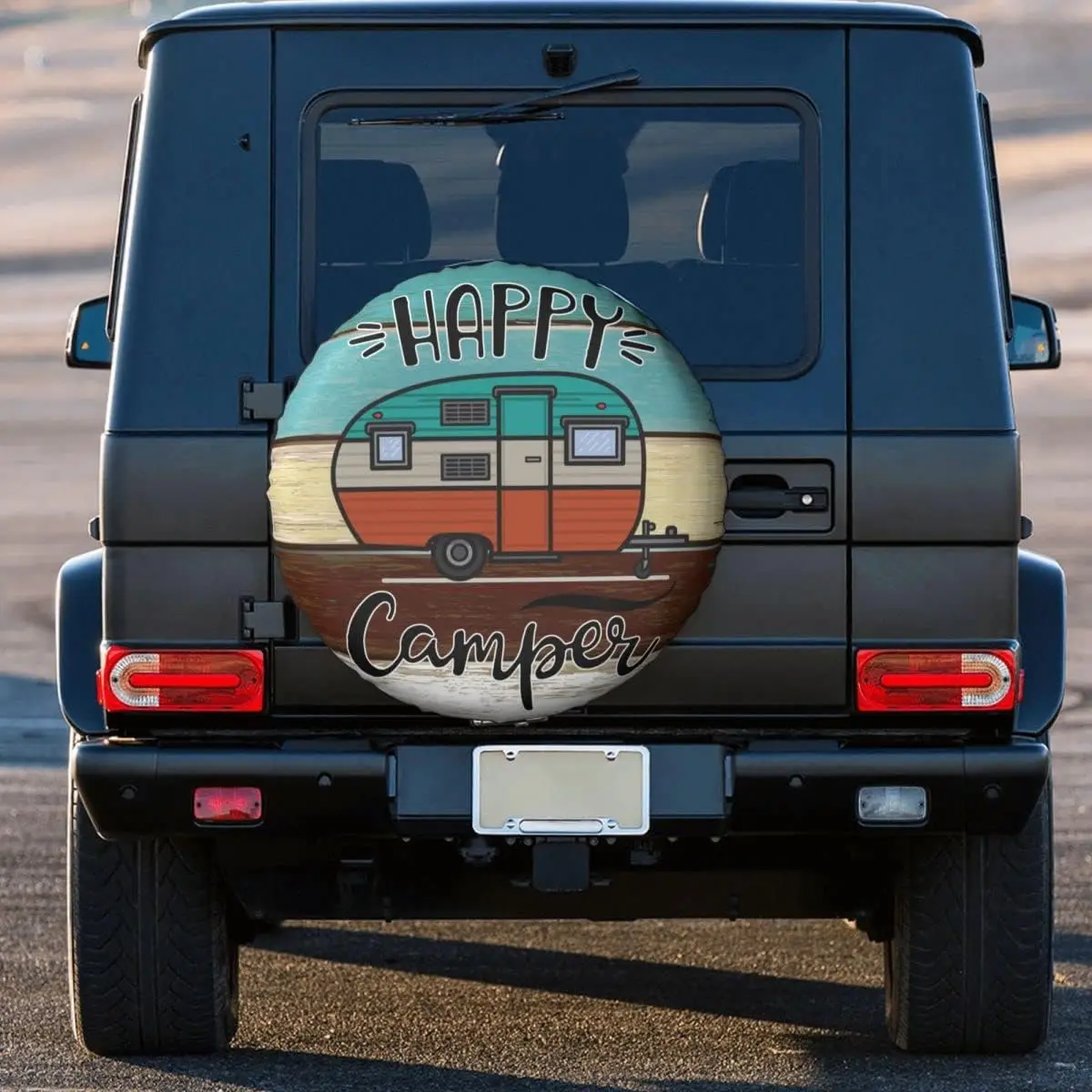 Happy Camper Tire Cover Waterproof Dust-Proof Universal Spare Wheel Tire Cover Fit for Trailer RV SUV Truck 14 15 16 17 Inch