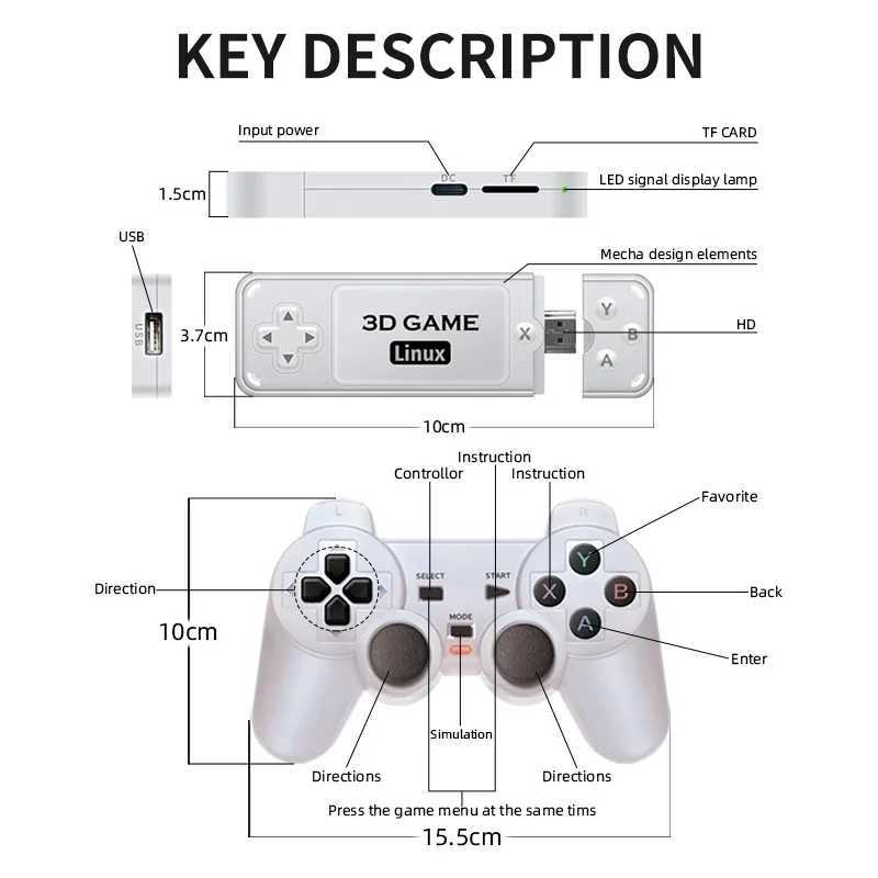 Powkiddy Y6 2.4G Wireless Gaming TV Stick Retro PS1 Home Portable Video Game Console 4K HD Port Mtiplayer 10000 Games Y241109