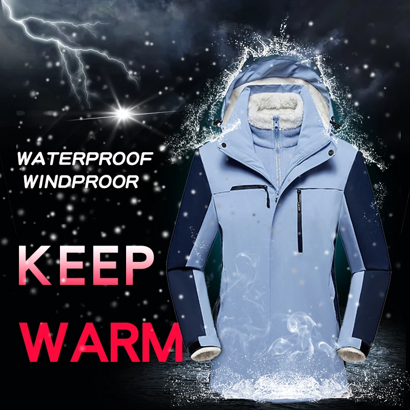 Suit Winter Warm Ski Women Windproof Waterproof Snowboarding Fleece Jackets and Snow Pants Female Skiing Costumes Overalls smile