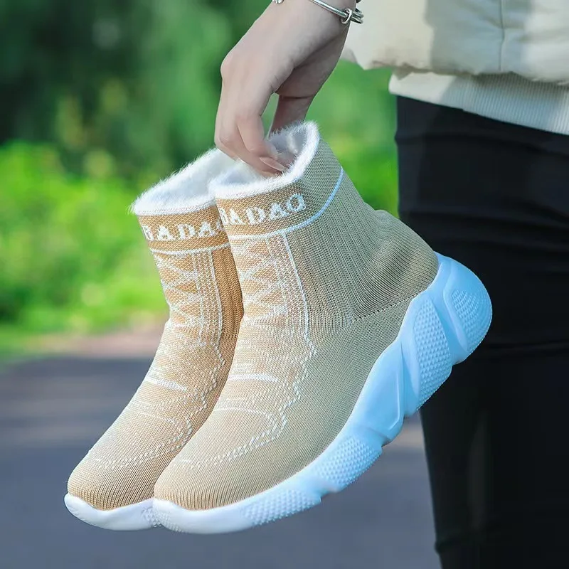 Warm 2023 Knitted New Women's Boots Anti Slip Snow Boots Women's Mini Short Boots Winter Thickened Women's Shoes Botas Mujer smile