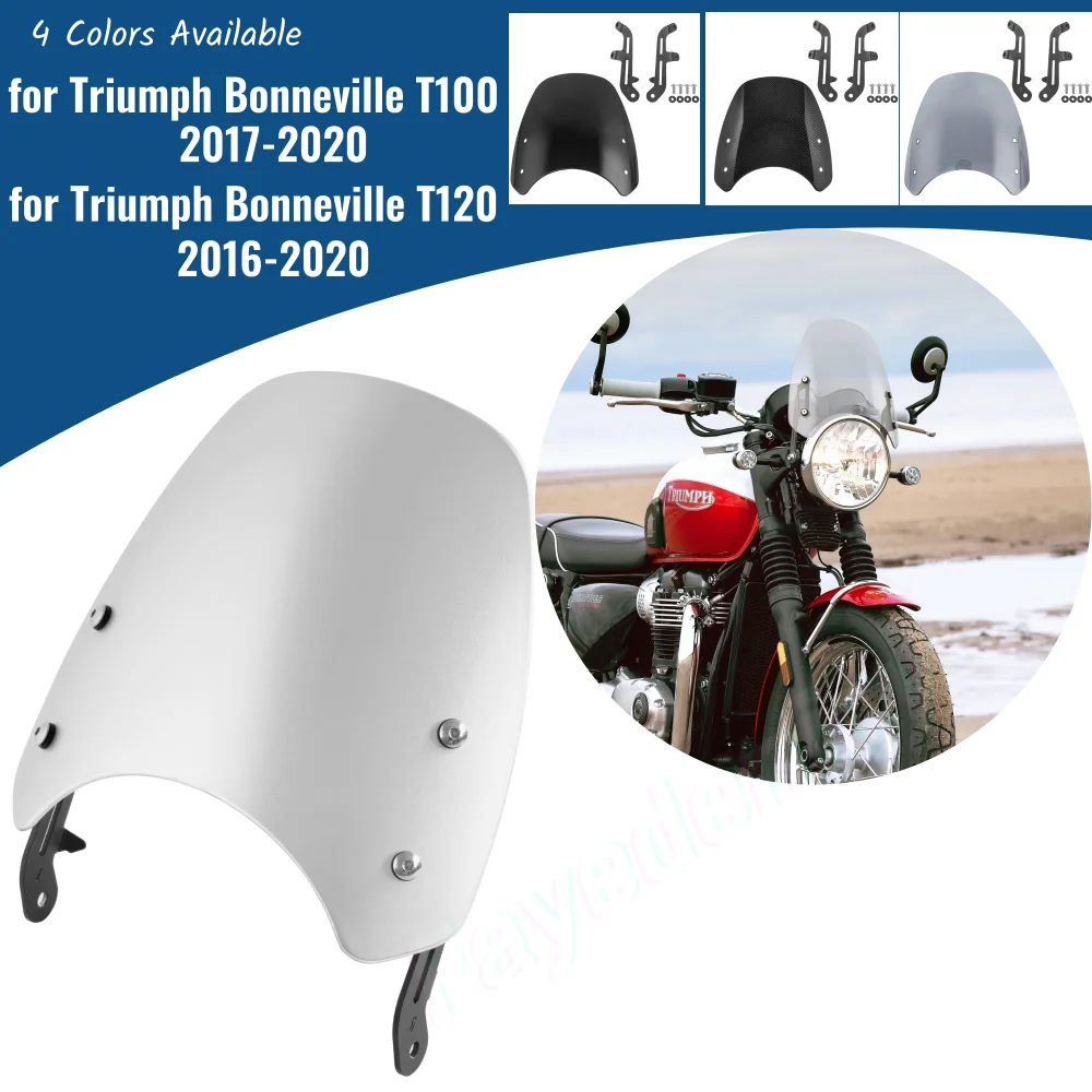2017 2018 2019 T100 Headlight Fairing Windshield For Triumph Bonneville T120 T 120 2016-2022 Motorcycle Wind Screen Shield