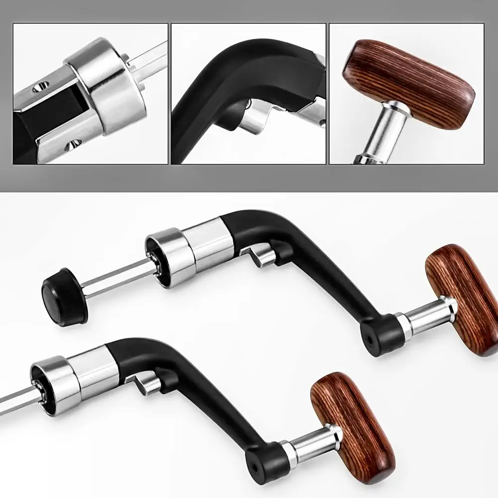 3PCS Universal Wood Handle Fishing Reel Crank Rock Arm Spinning Wheel Grasp Spinning Wheel Handle Metal Folding Rocking Arm