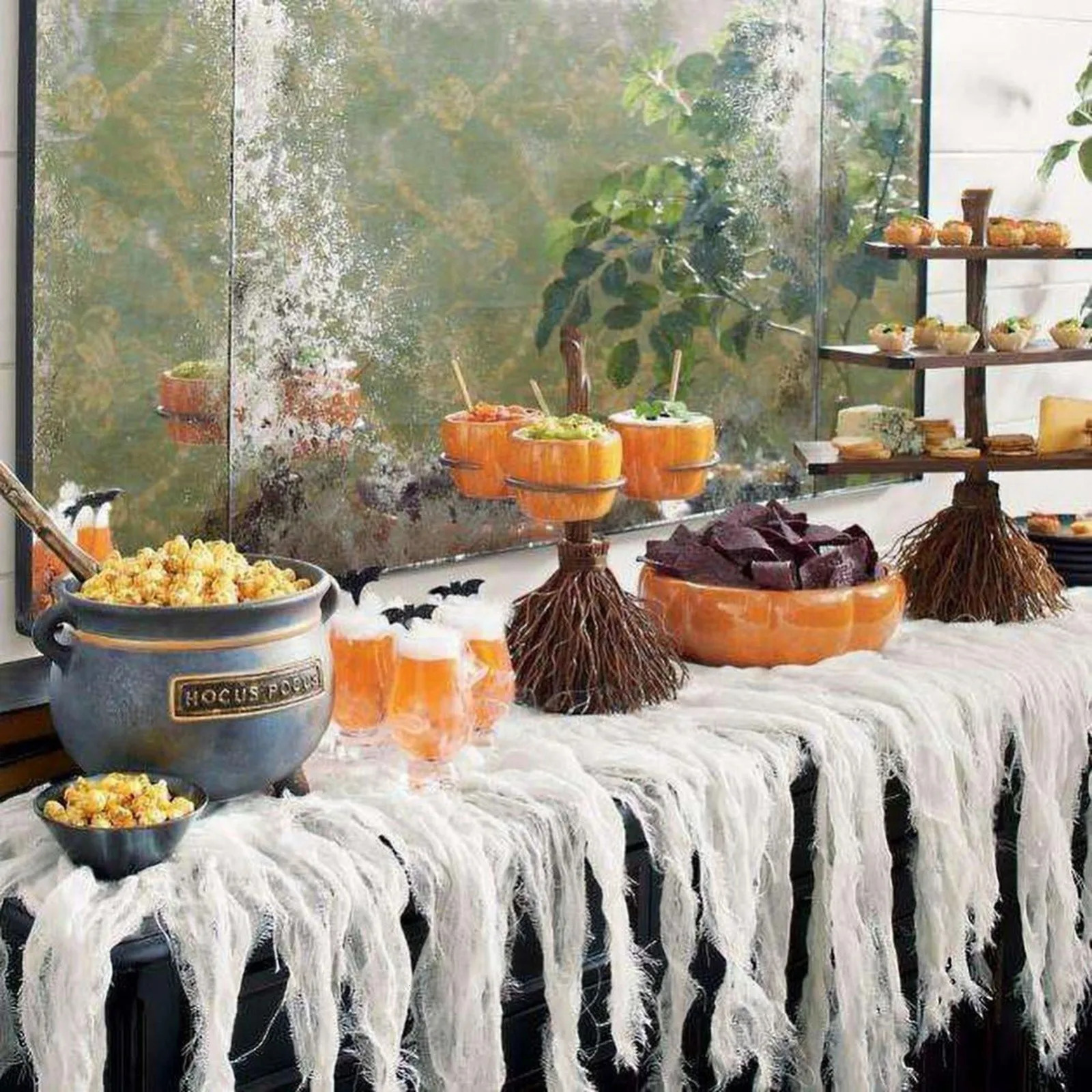Witch Broom Table Tree Root Decor Snack Tray Cake Dessert Fruit Stand Party Food Display Halloween 240407