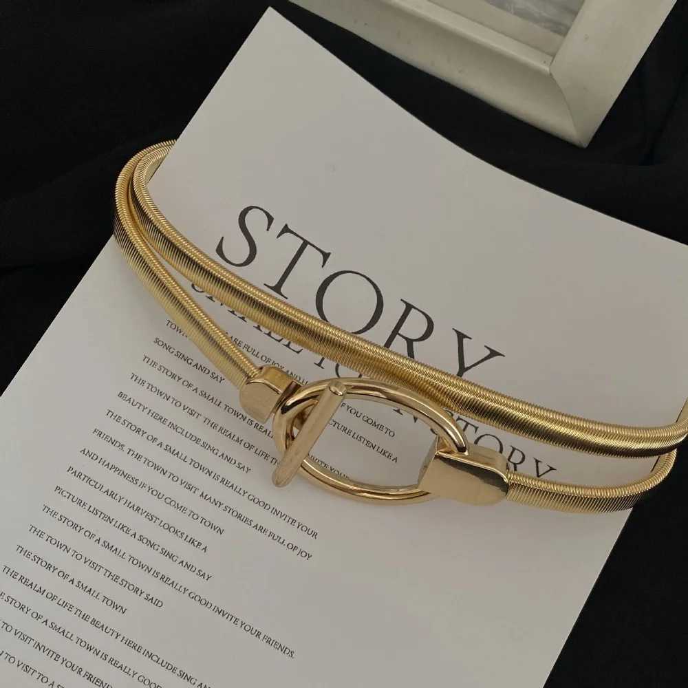 Fashion elastic waistband with Fem waist leaf silver metal strap suitable for warm high-quality luxurious thin elastic Riem length 60cm X2411091