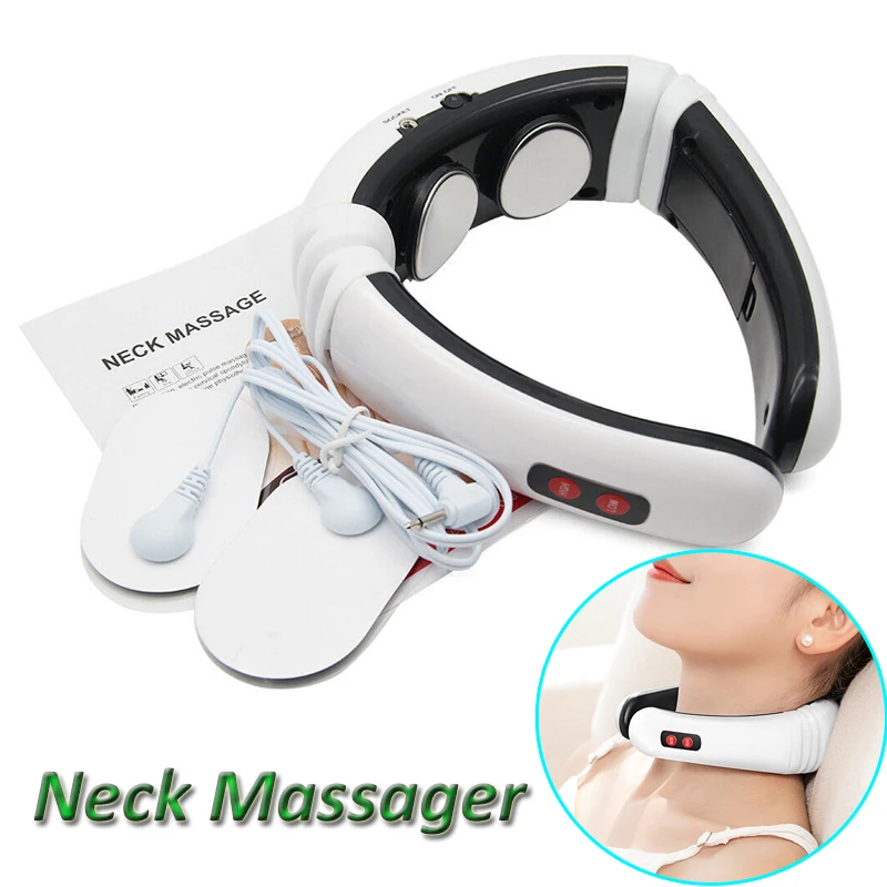 Electric Neck Massager & Pulse Back Shoulder Massage Machine Far Infrared Heating Pain Relief Tool Health Care Body Relaxation
