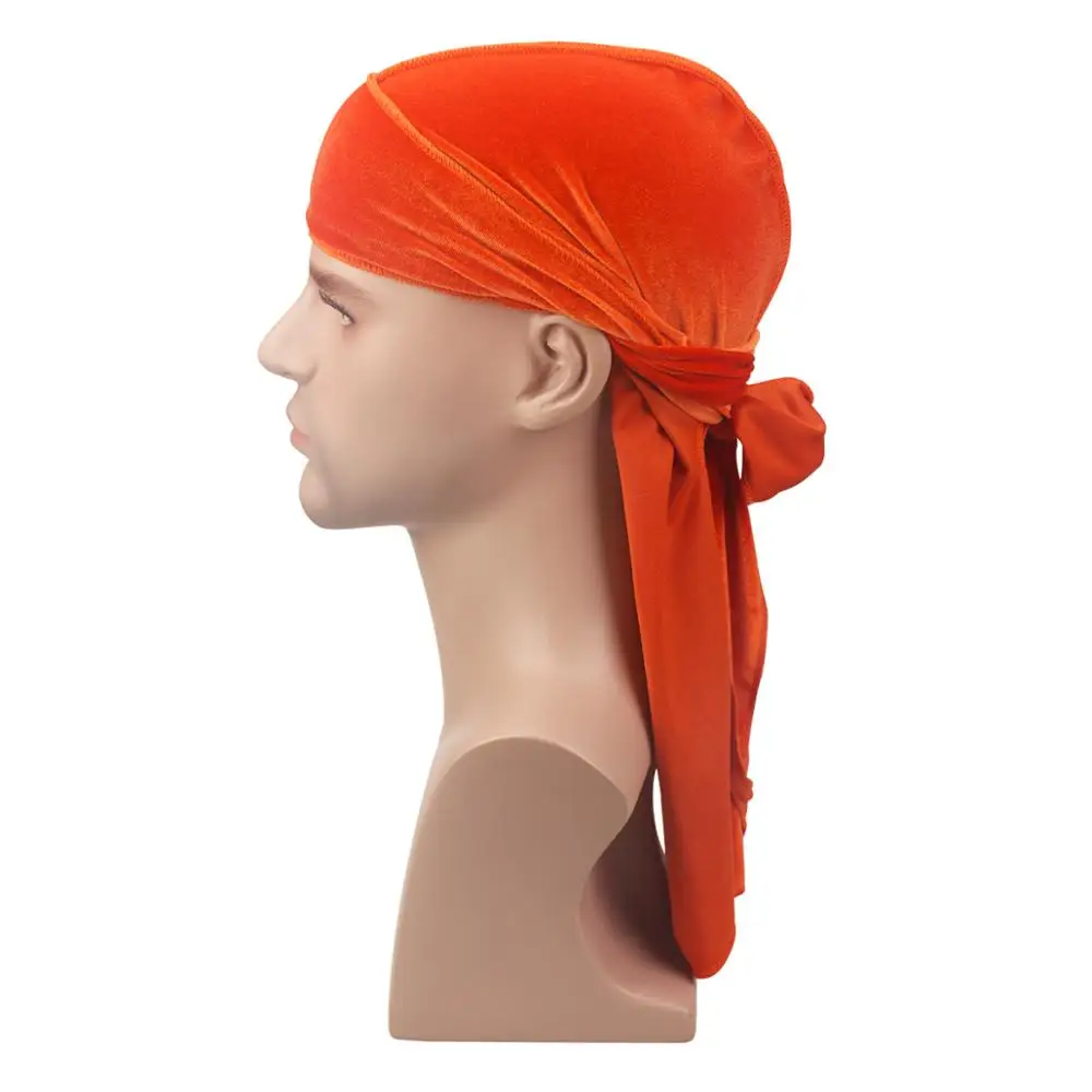 For Durags Superior Veet Men Long Straps Durag Wave Cap Hypebeast Men's Elastic Doo Rag Head Wrap Hip-hop Bandana smile 's