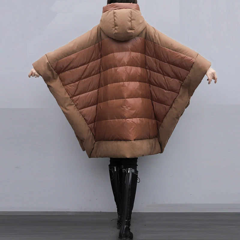 winter womens hooded sweatshirt thick and loose brown batwing pajamas ultra-fine womens warm large-sized INKEO 1O252 241108