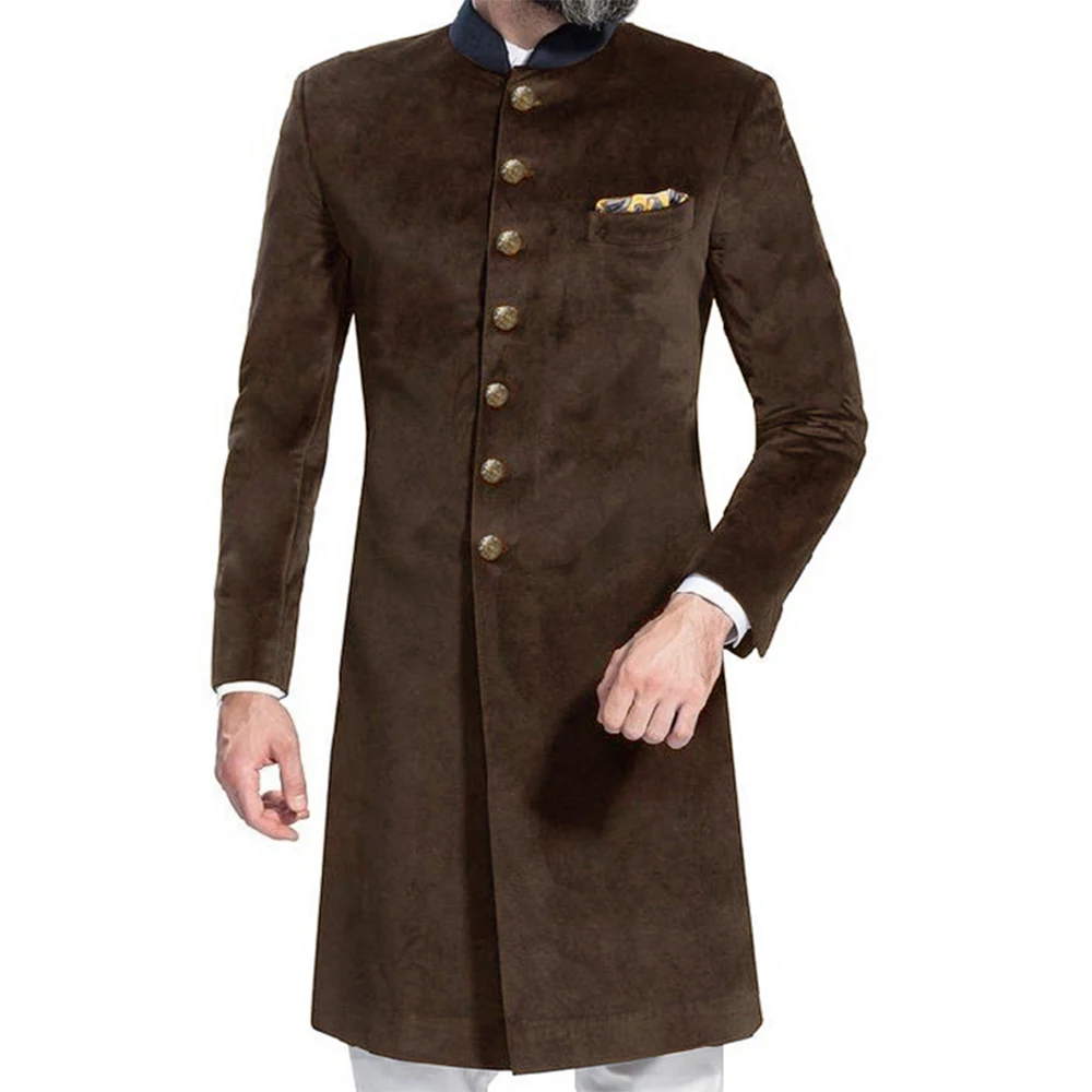 New Only Blazer 1PCS Men's Suit Stand Lapel Long Costume Veet Single Breasted Pieces Party Blazer Homme Tuxedo Popular Wedding smile