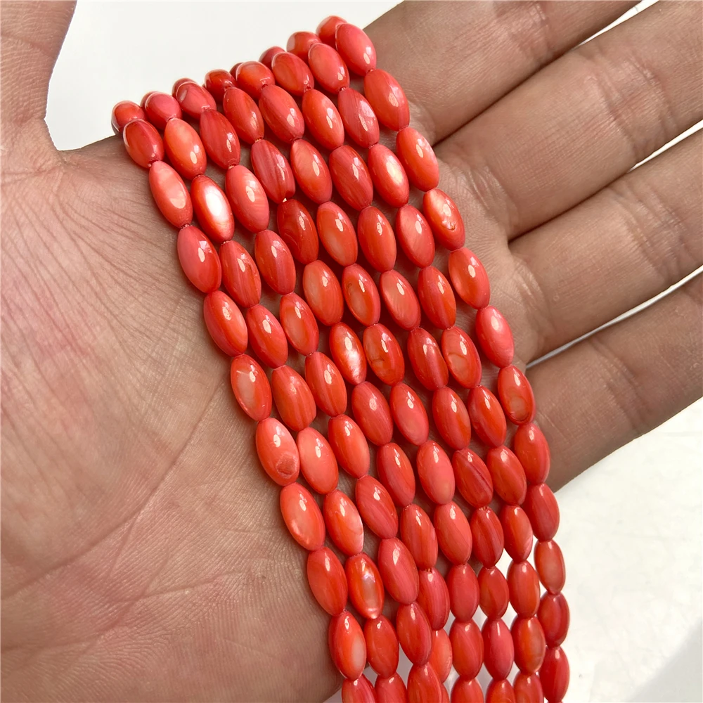 Mother of Red MOP Pearl Shell Beads Flower Rice Shape Natural Tube Shell Loose Beads for Jewelry Making DIY Neckalce Bracelet smile