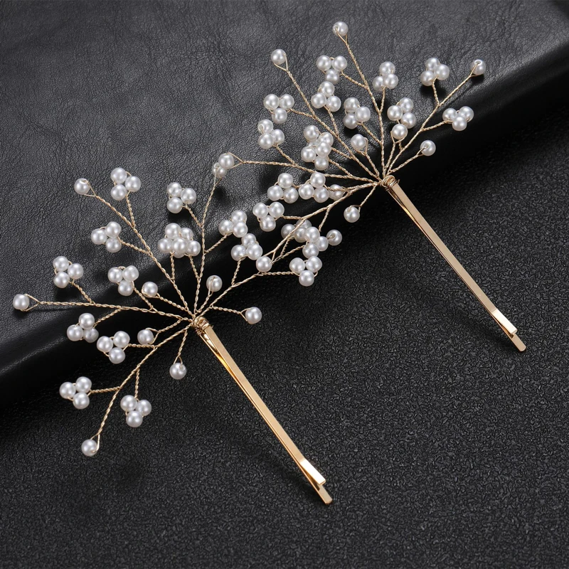 Flower Pearlet Bride Handmade Crystal Pearls Bridal Hair Pins Set Wedding Hair Stickers Hair Accessories For Women ddmysmile Jewelry Smile