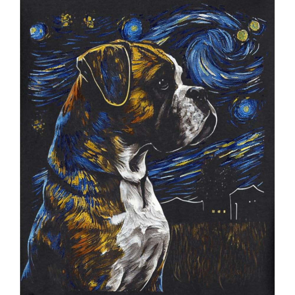 Long Sleeve Shirts for Men sweatshirt Boxer Dog Starry Night Dogs Lover Gifts Graphic Sweatshirt T shirt Tee Streetwear Casual tops clothes
