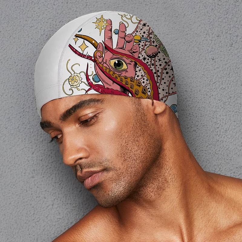 Swimming Caps Unisex Big Size Abstract Swimming Cap Hats Accessories For Man Women Youngs Waterproof Fishtail