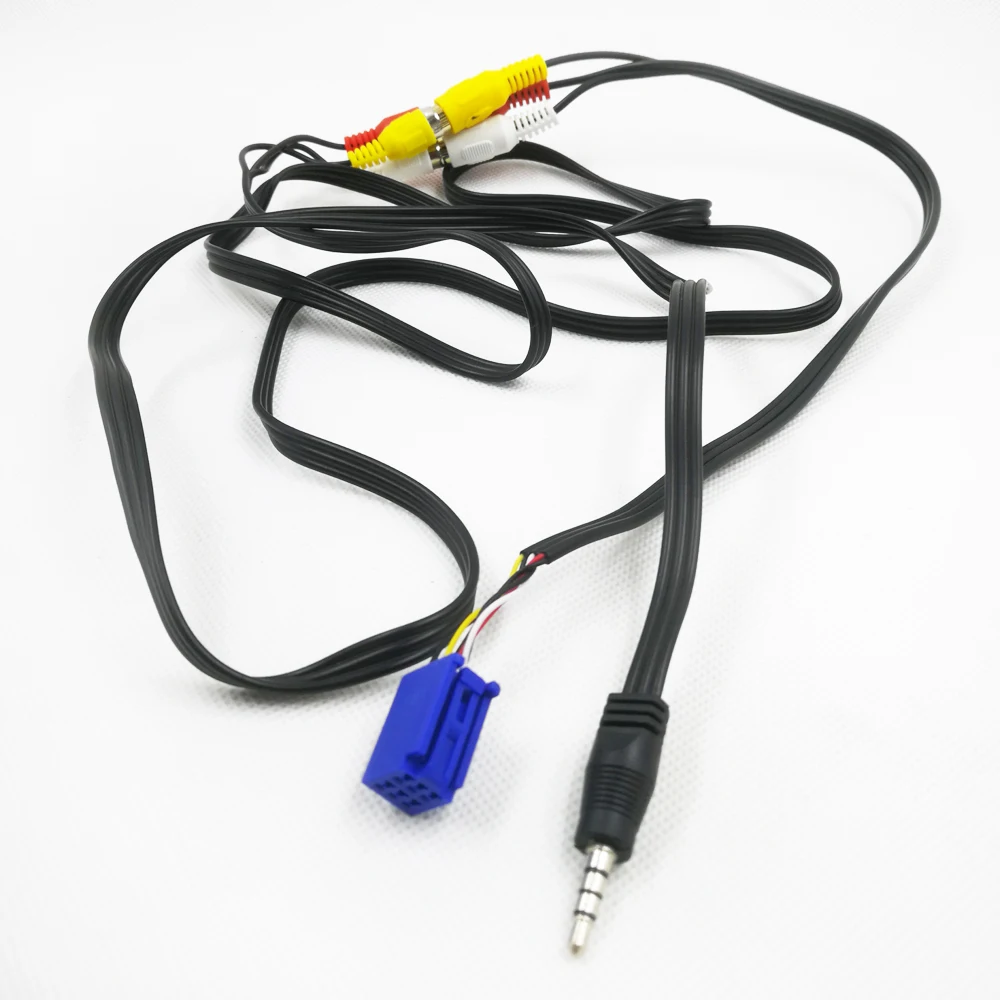 Biurlink Car RCA Adapter VTR Cable For Toyota 6 Pin Blue AV Port