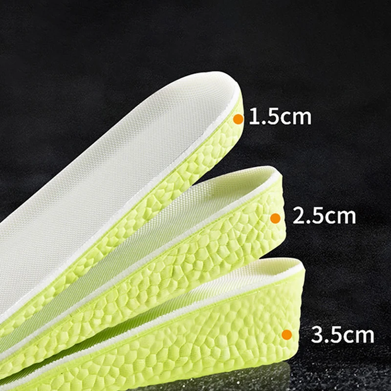 Invisible 1.5-3.5cm Increase Height Insoles Green Memory Foam Shoes Sole Pad Breathable Comfortable For Men Women Feet Care smile