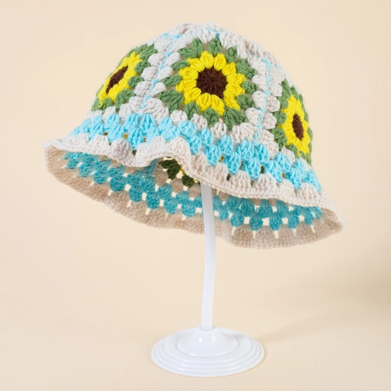 Bucket Crochet Traveling Hat Flower Fisherman Hat for Teenagers Outdoor Sports smile
