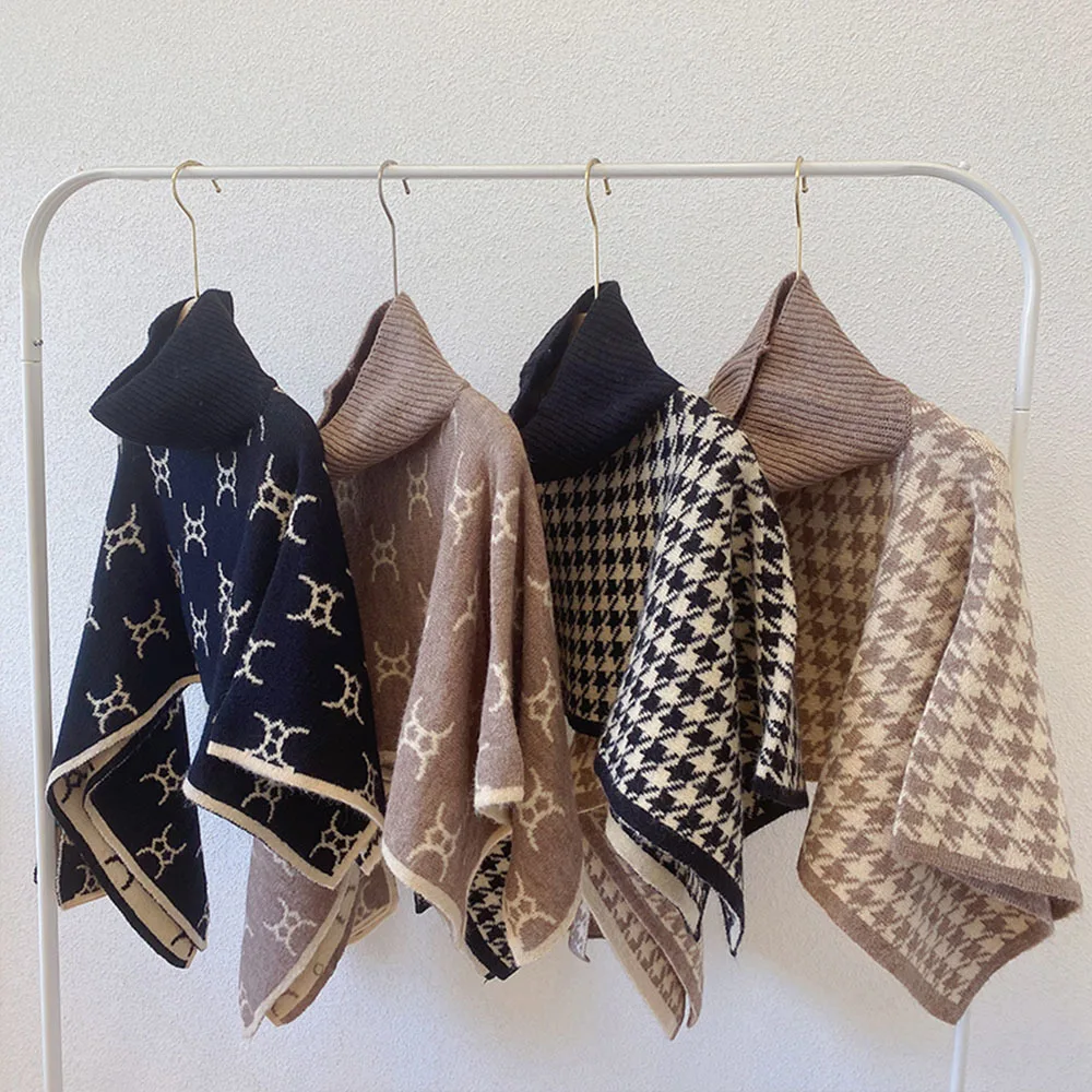 Turtleneck Autumn Winter Warm Knitted Poncho Pullover Split ddmysmile Irregular Shawl Sweater Cape Ladies Elegant Knitwear Bat Sleeve Tops Smile