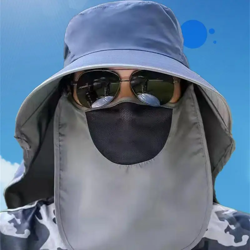 Fishing Hat Mens 1/2/3PCS Quick Practical Fisherman Hat Sunscreen Sunscreen Hat Breathable Durable With Windbreak Rope smile