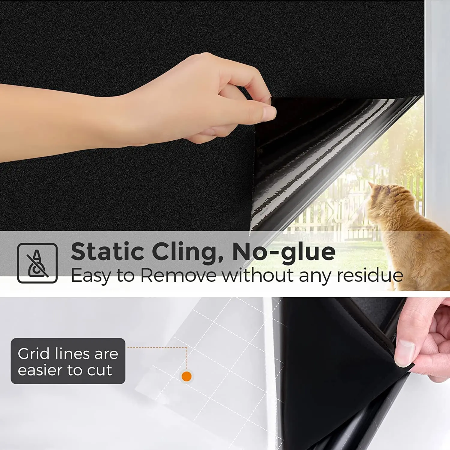 Static Film Blackout Window Cling 100% UV Blocking Privacy Room Darkening Frosted ddmysmile Glass Tint Heat Control Removable Covering Smile 100%