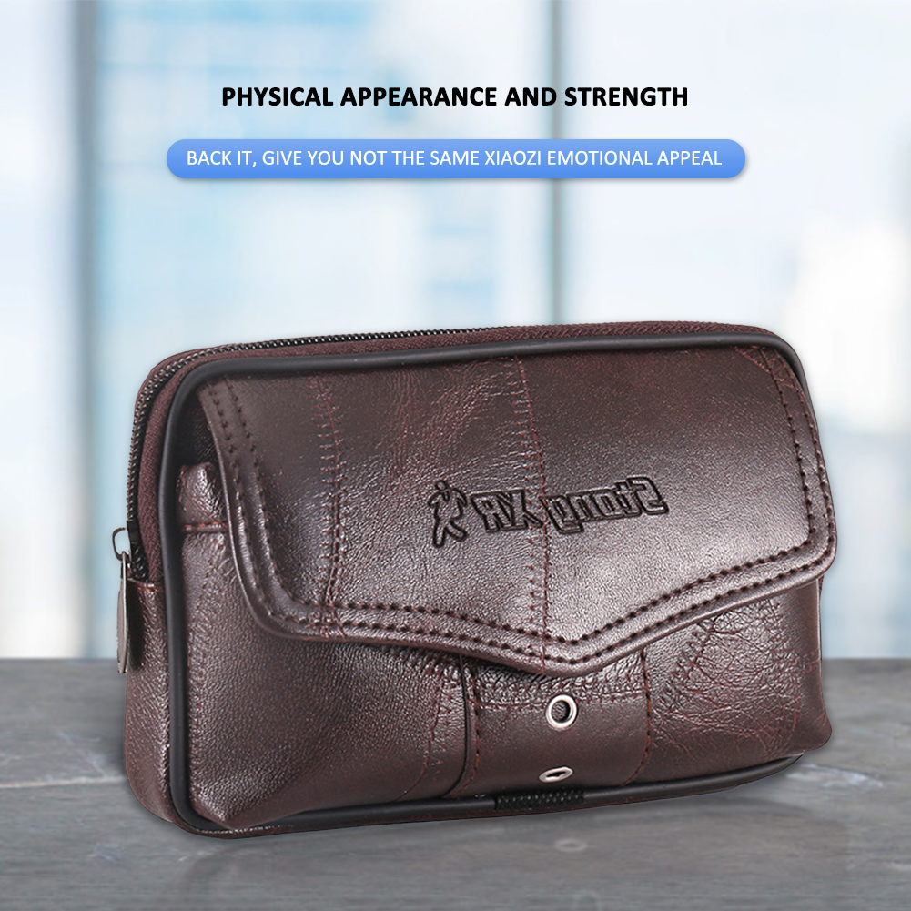 Packs PU Waist Leather Men Travel Casual Fanny Pouch Bum Bag Phone Belt Pocket smile