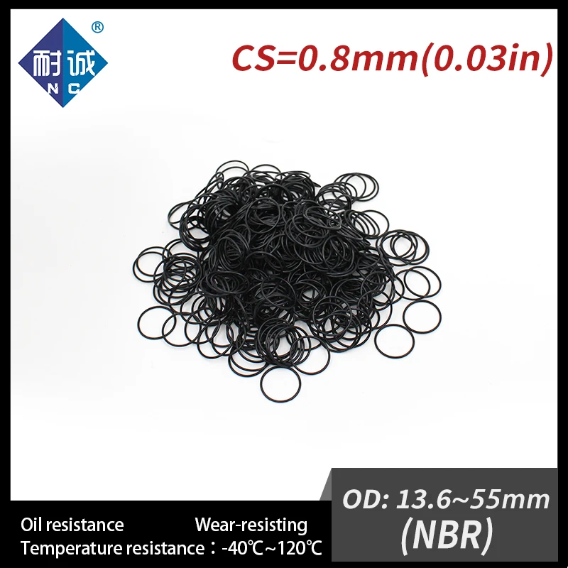 5 PCS / Lot Nitrile Rubber O-ring Black NBR 70A CS 0.8mm OD 13.6/18/22.3/25/30.6/32.8/42/47/55*0.8 O Ring Gasket Oil Waterproof