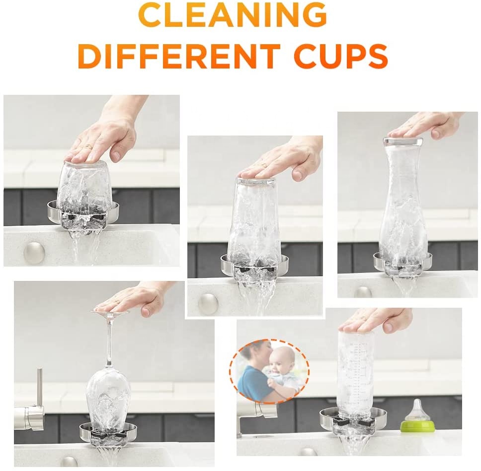 New glass washer home cup cleaning cup washing machine bar cup washer stainless steel cup wash machine gold four leaves