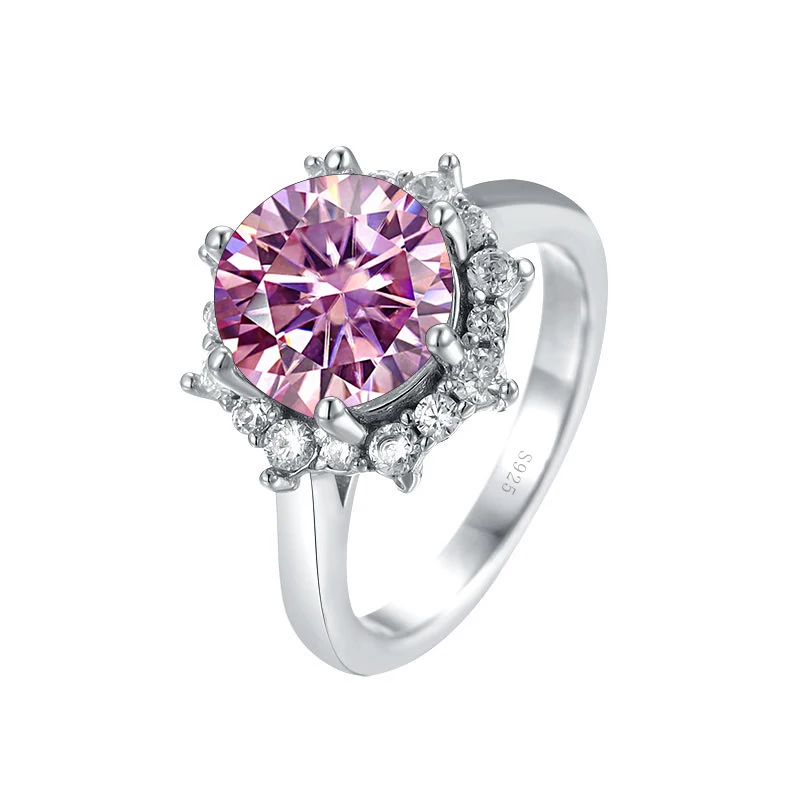 JoyceJelly Luxury 3 Carat Moissanite Diamond Jewelry S925 Sterling Silver Wedding Ring For Women Flower Shaped Design Size5-9