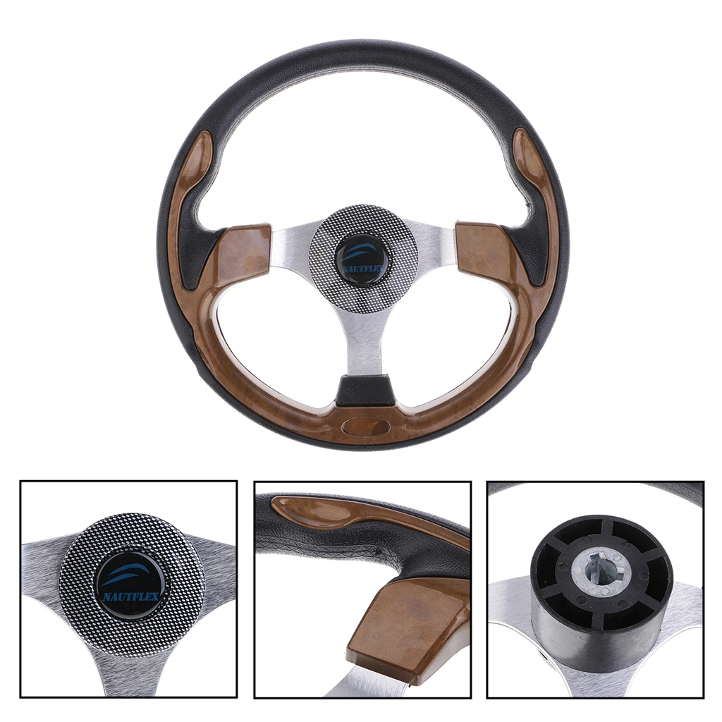 Marine Boat Non-directional 3 Spoke steering wheel 12.6' 320mm Steering Wheel Fits 3/4' Tapered Key Adapter Boat Accessories
