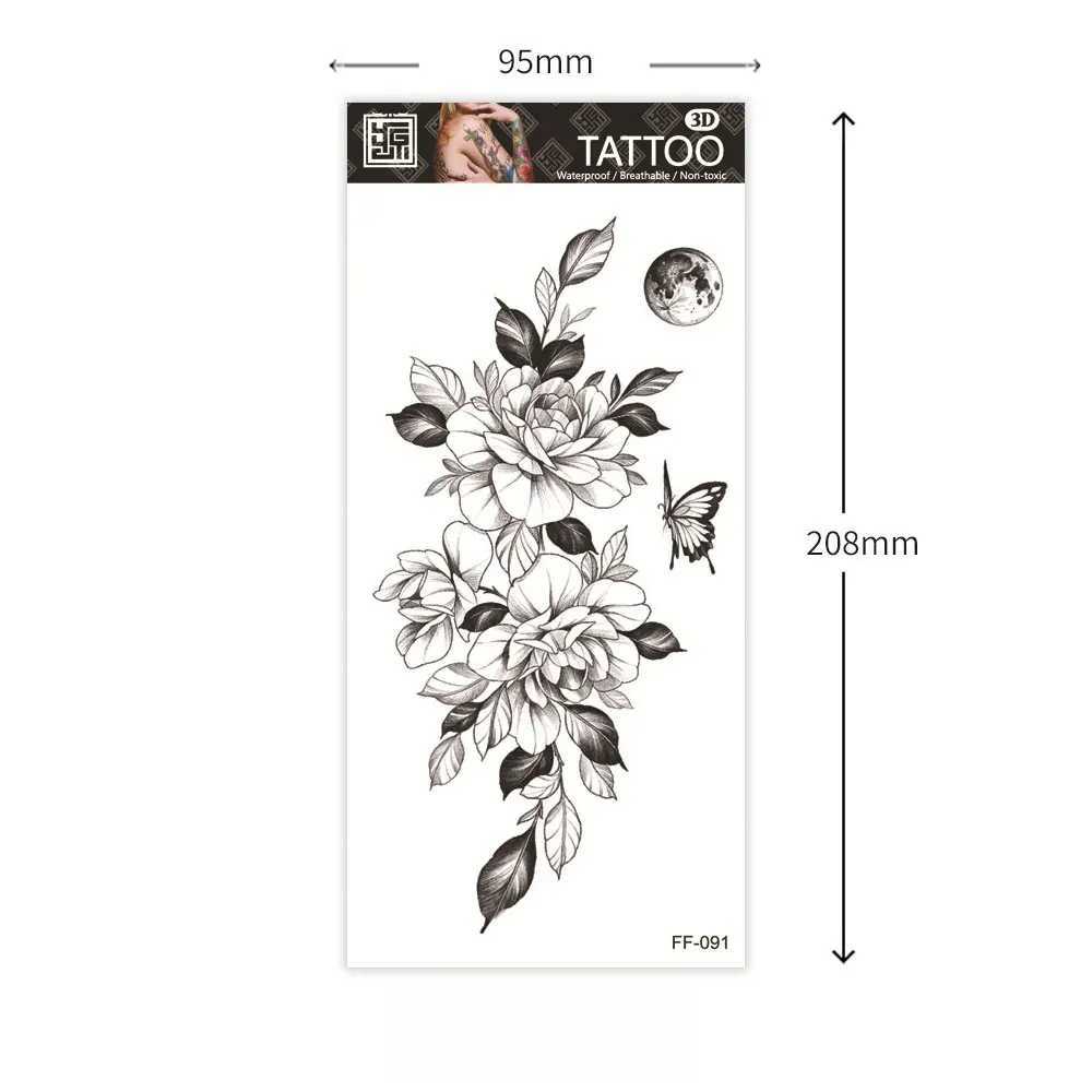 Hand drawn colorful flower tattoo stickers waterproof snake flower temporary tattoos female fake tattoos W241109