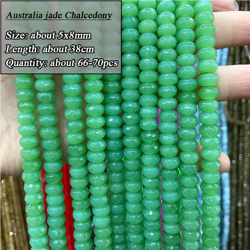 Faceted 5*8mm Rondelle Natural Stone Green Chalcedony Jades Labradorite Spacer Bead for Jewelry Make Diy Bracelet Accessories